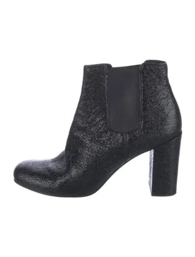 Pre-owned Saint Laurent Leather Grosgrain Trim Chelsea Boots In Black