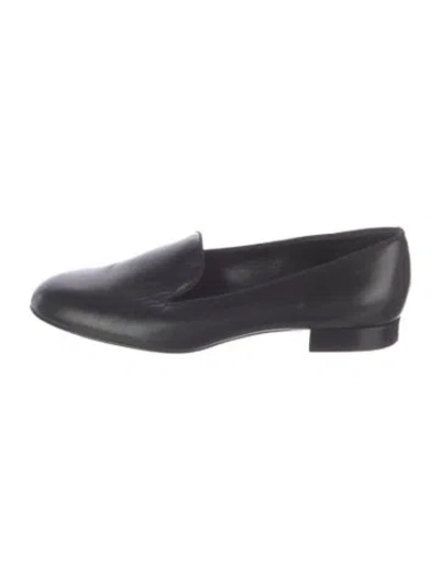 Pre-owned Saint Laurent Leather Grosgrain Trim Loafers In Black