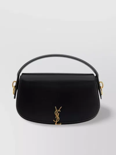 Saint Laurent Leather Handbag With Adjustable Shoulder Strap In Black