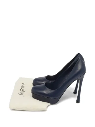 Pre-owned Saint Laurent Leather Heeled Pumps In Blue