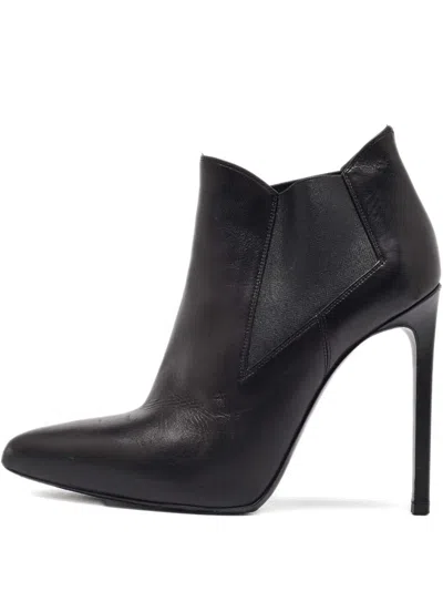 Pre-owned Saint Laurent Leather High Heel Pointed Toe Boots