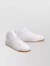 Saint Laurent Leather High-top Sneakers Perforated Detailing In White