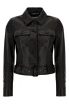 Saint Laurent Leather Jacket In Black