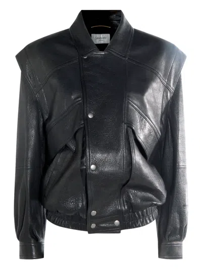 Saint Laurent Leather Jacket In Black