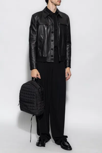 Saint Laurent Button Up Leather Jacket In Black