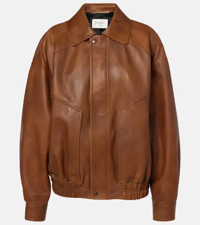 Saint Laurent Lederjacke In Braun