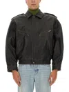 Saint Laurent Brown Jacket With Lived Effect And Front Welt Pockets In Leather Man In Black