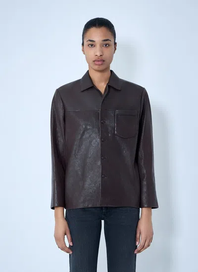 Saint Laurent Leather Jacket In Brown