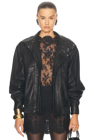 Saint Laurent Leather Jacket In Noir