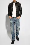 Saint Laurent Button-up Leather Jacket In Black