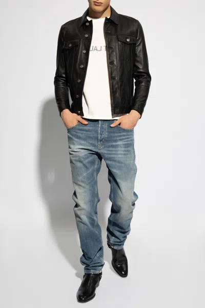 SAINT LAURENT SAINT LAURENT LEATHER JACKET WITH POCKETS
