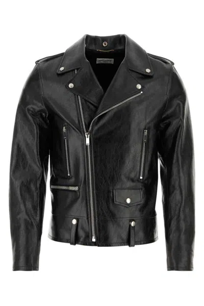 Saint Laurent Leather Jackets In Black