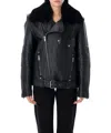 Saint Laurent Biker Jacket In Vintage Leather And Shearling In Black