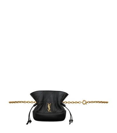 Saint Laurent Leather Jamie Chain Belt Bag In Black