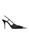 Saint Laurent Leather Jeanne Slingback Pumps 90 In Black