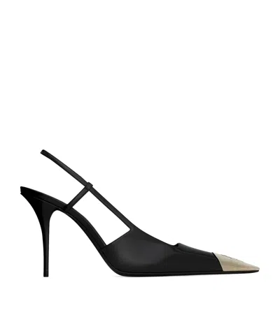 Saint Laurent Leather Jeanne Slingback Pumps 90 In Black