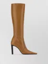 Saint Laurent Leather Jerome Knee High Pointed Boots In Brown