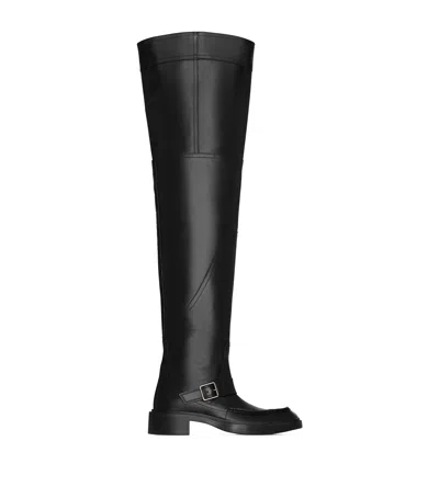 Saint Laurent Leather Joe Over-the-knee Boots 25 In Black