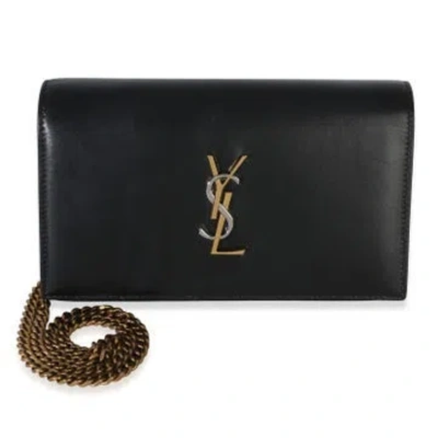 Pre-owned Saint Laurent Leather Kate Clutch In Black