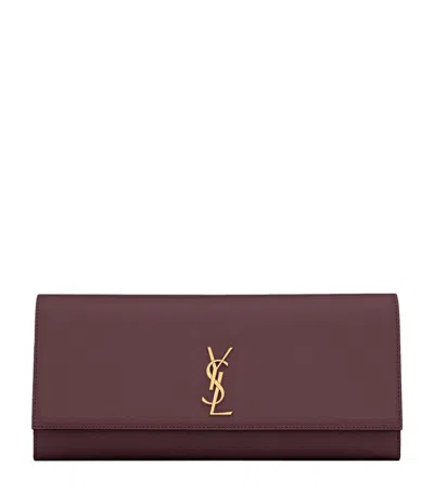 Saint Laurent Leather Kate Clutch On Chain Bag In Burgundy