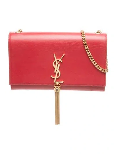 Pre-owned Saint Laurent Leather Kate Medium In Red