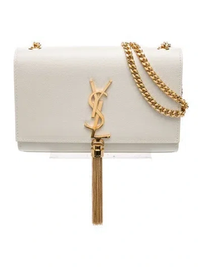 Pre-owned Saint Laurent Leather Kate Small In Neutral