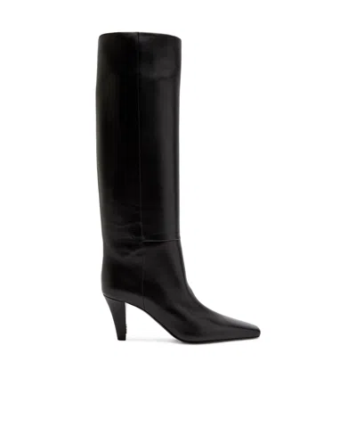 Saint Laurent Leather Knee-high Boots In Black
