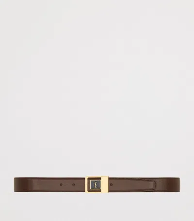 Saint Laurent Leather La 66 Belt In Brown