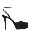 Saint Laurent Leather La Scandale Platform Sandals 85 In Black