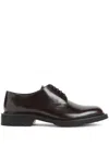 Saint Laurent Black Leather Lace Up Shoes In Red