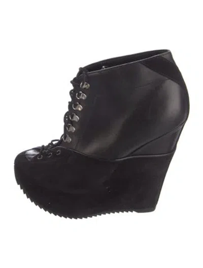 Pre-owned Saint Laurent Leather Lace-up Boots In Black