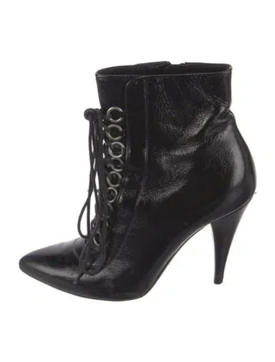 Pre-owned Saint Laurent Leather Lace-up Boots In Black