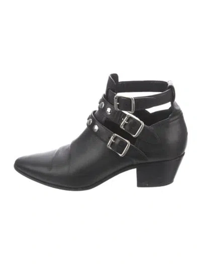 Pre-owned Saint Laurent Leather Lace-up Boots In Black