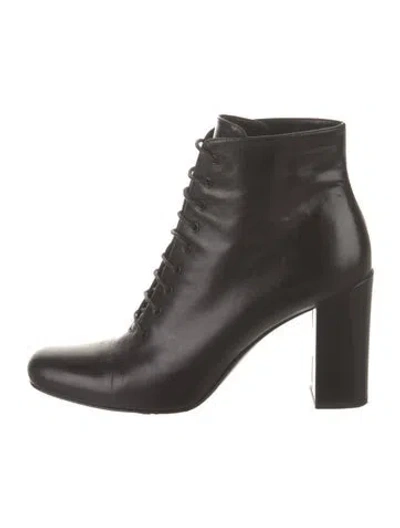 Pre-owned Saint Laurent Leather Lace-up Boots In Black