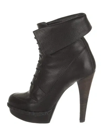 Pre-owned Saint Laurent Leather Lace-up Boots In Black