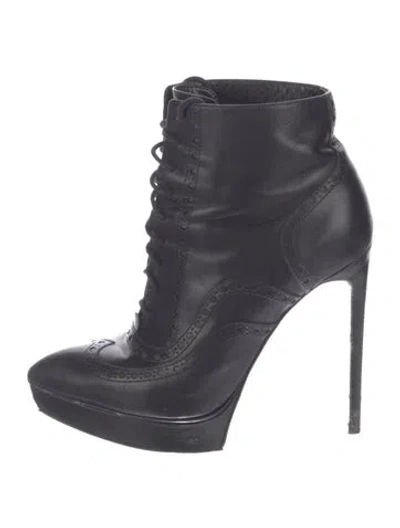 Pre-owned Saint Laurent Leather Lace-up Boots In Black