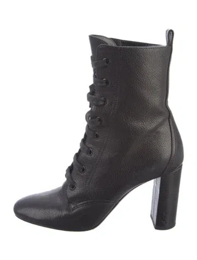 Pre-owned Saint Laurent Leather Lace-up Boots In Black
