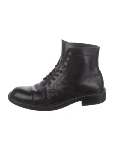 Pre-owned Saint Laurent Leather Lace-up Boots In Black