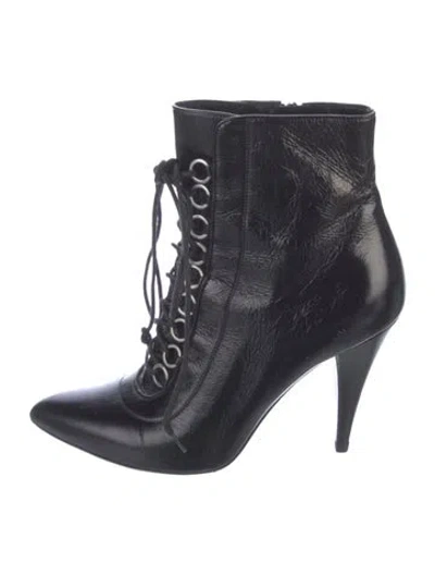 Pre-owned Saint Laurent Leather Lace-up Boots In Black