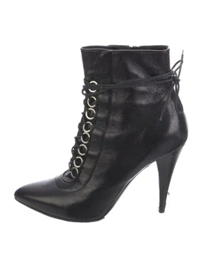 Pre-owned Saint Laurent Leather Lace-up Boots In Black