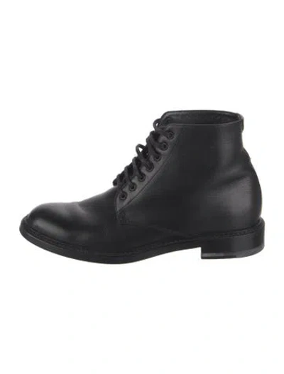 Pre-owned Saint Laurent Leather Lace-up Boots In Black