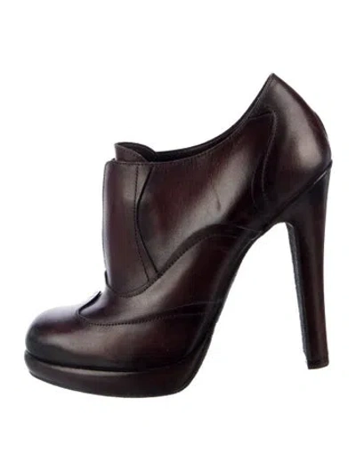 Pre-owned Saint Laurent Leather Lace-up Boots In Brown