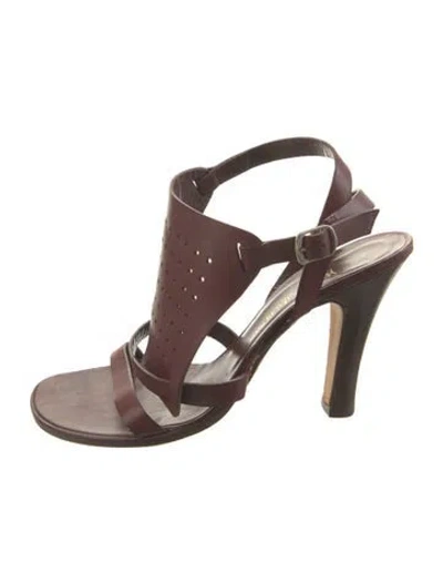 Pre-owned Saint Laurent Leather Lasercut Accents Gladiator Sandals In Brown