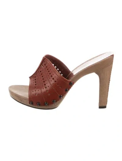 Pre-owned Saint Laurent Leather Lasercut Accents Slides In Multi