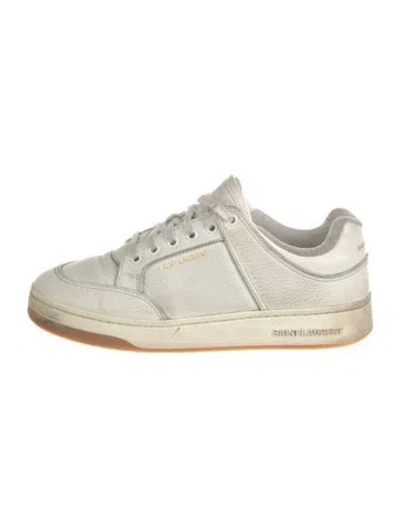 Pre-owned Saint Laurent Leather Lasercut Accents Sneakers In White