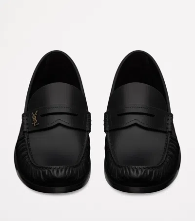 Saint Laurent Leather Laurent Loafers In Black