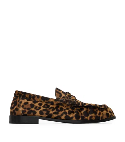 SAINT LAURENT LEATHER LEOPARD LOAFERS