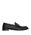Saint Laurent Soft Loafers With Cassandre Decoration And Hand-stitched Moc Toe Shoes In Black
