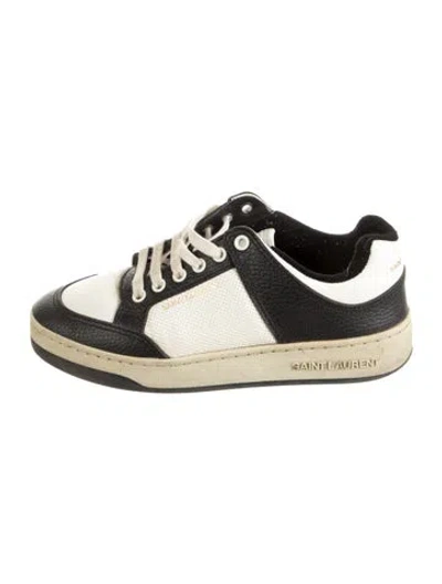 Pre-owned Saint Laurent Leather Leather Trim Embellishment Sneakers In Black/neutrals/white