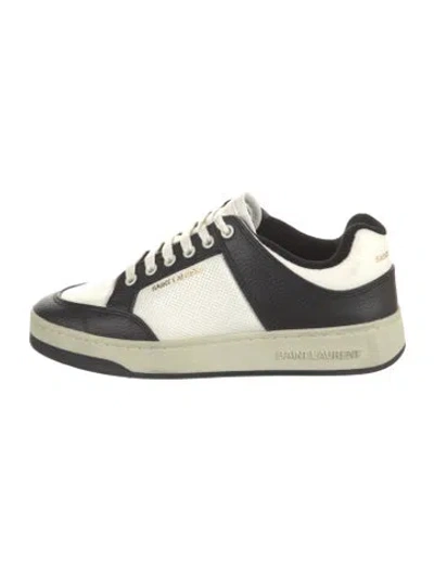 Pre-owned Saint Laurent Leather Leather Trim Embellishment Sneakers In White